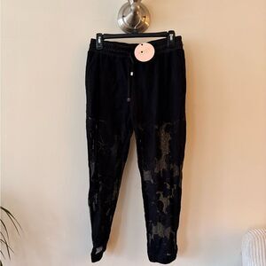 NWT Sen Bianca Black Lace Pants Size 2 Romantic Sheer Evening Trousers Gothic